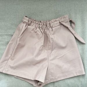 Blush Colored Leather High Waist Shorts
